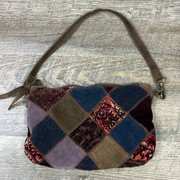 Lucky Brand Boho Y2K Suede Patchwork Zip Top Hobo Bag - Picture 1 of 12